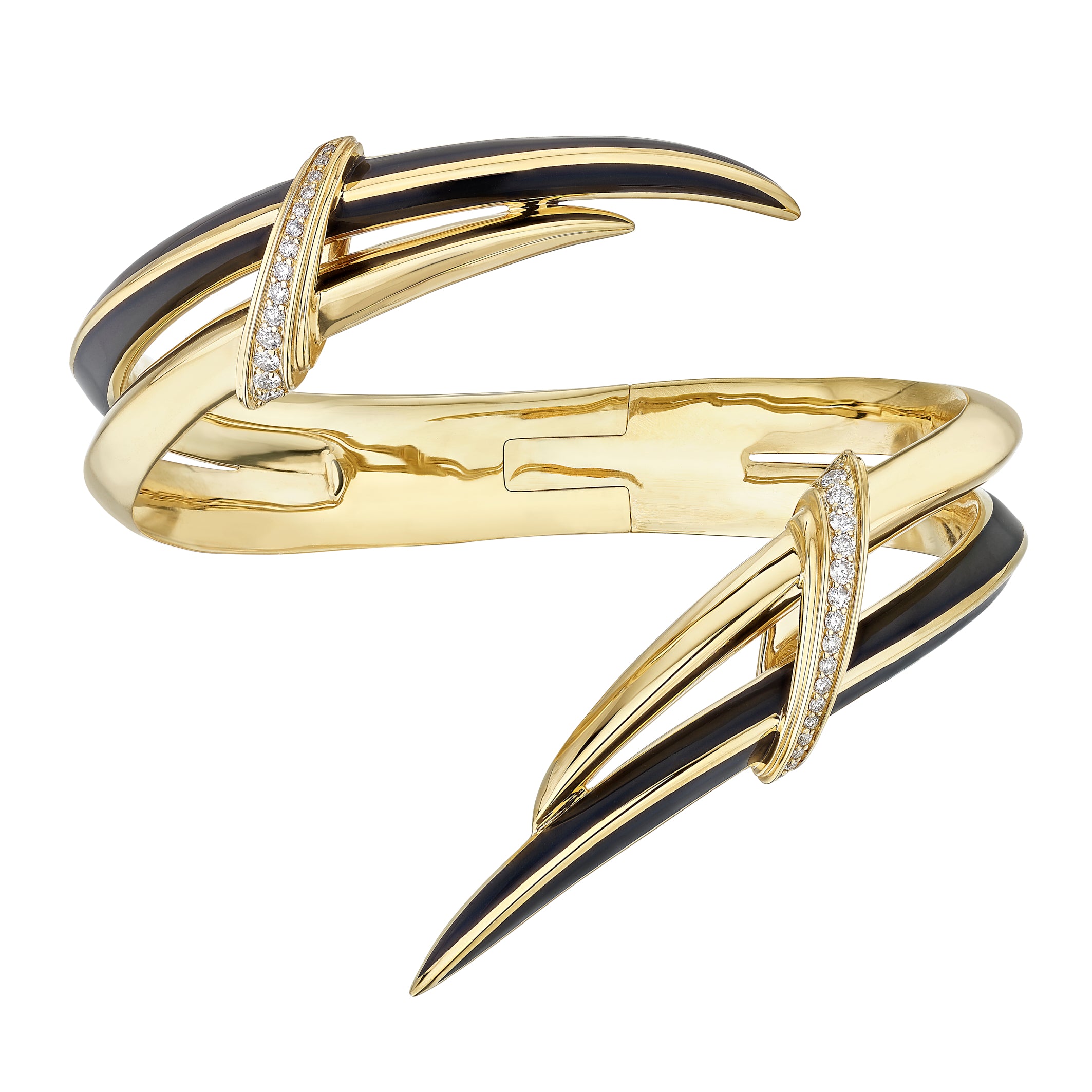 Shaun Leane Sabre Deco Statement Cuff - Yellow Gold Vermeil, Black Ceramic & Diamond
