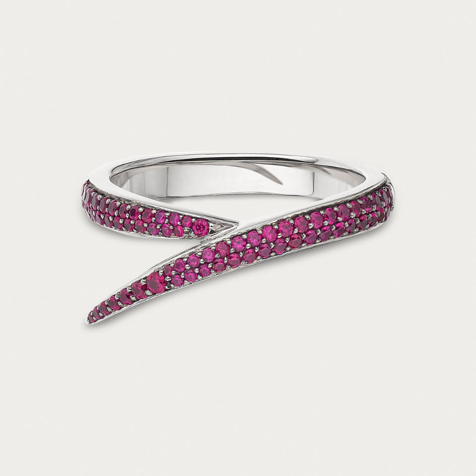 Shaun Leane Interlocking Ring, White Gold and Pink Sapphire