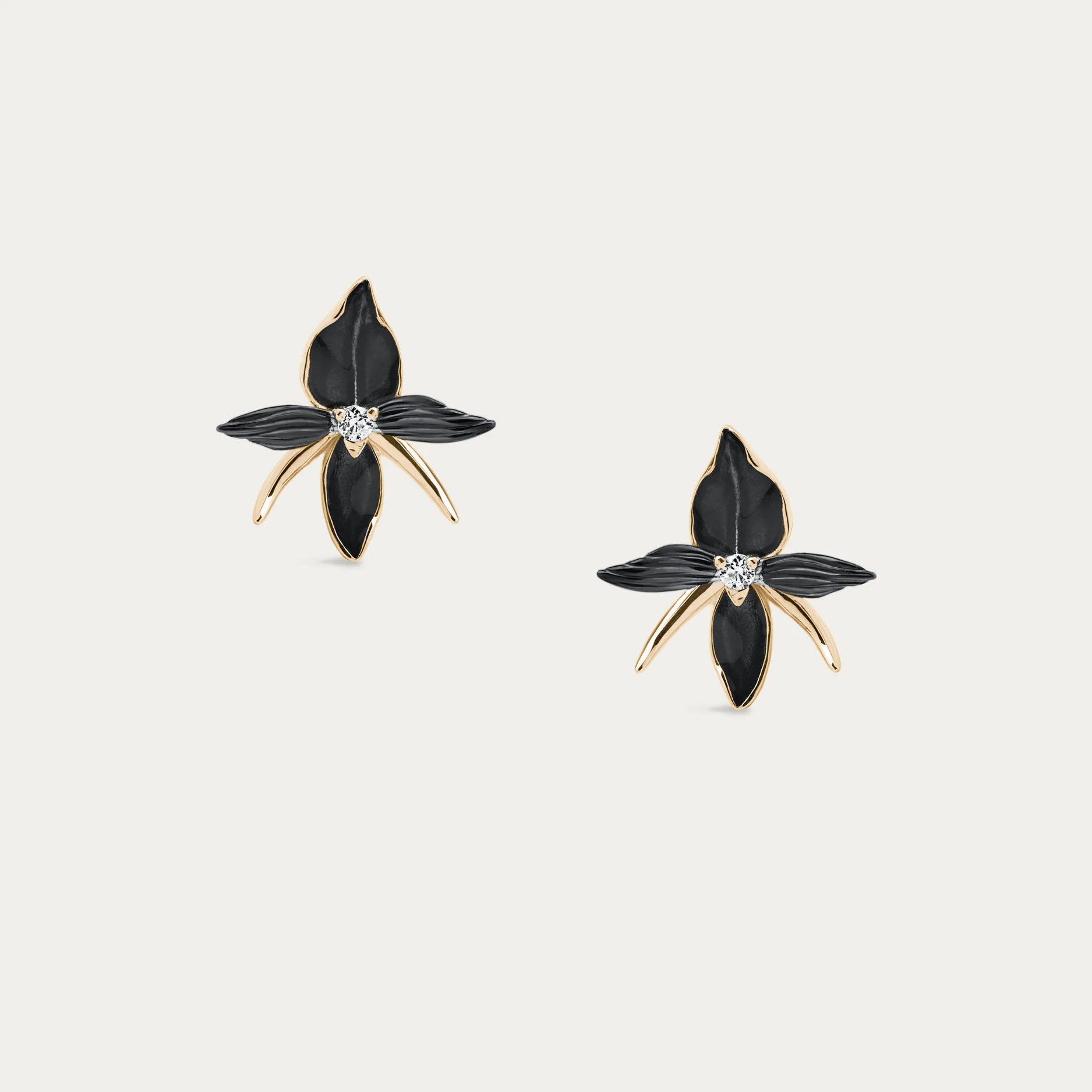 Shaun Leane Black Orchid Flower Earrings