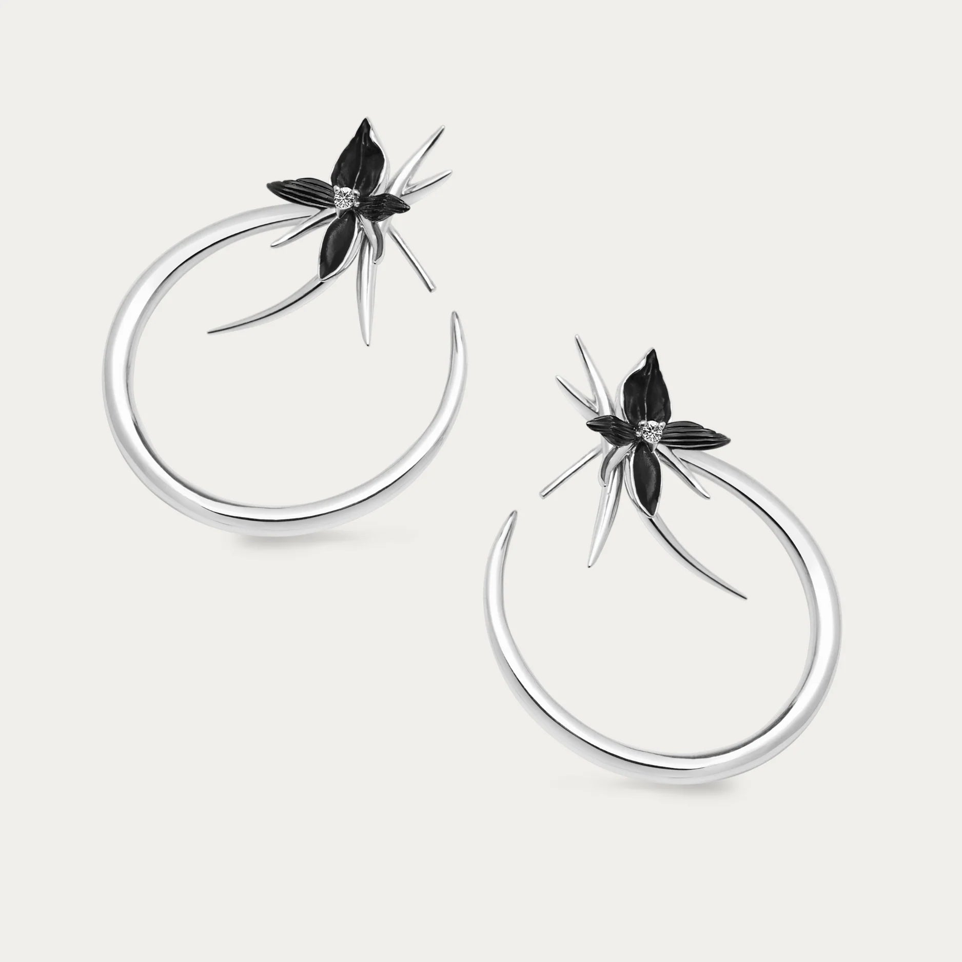 Shaun Leane Black Orchid Hoop Earrings