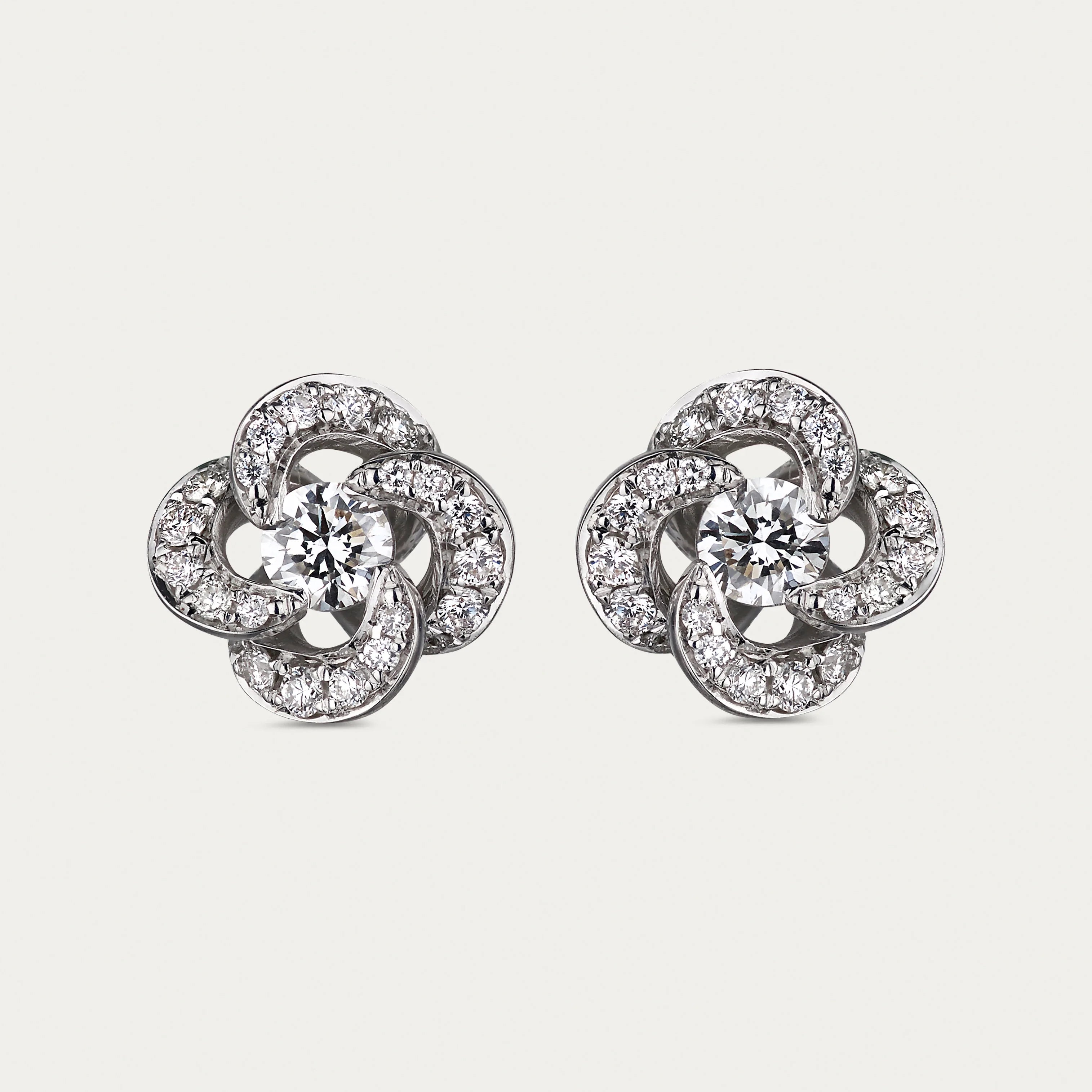 Shaun Leane Entwined Petal Flower Earrings, Pave Diamond