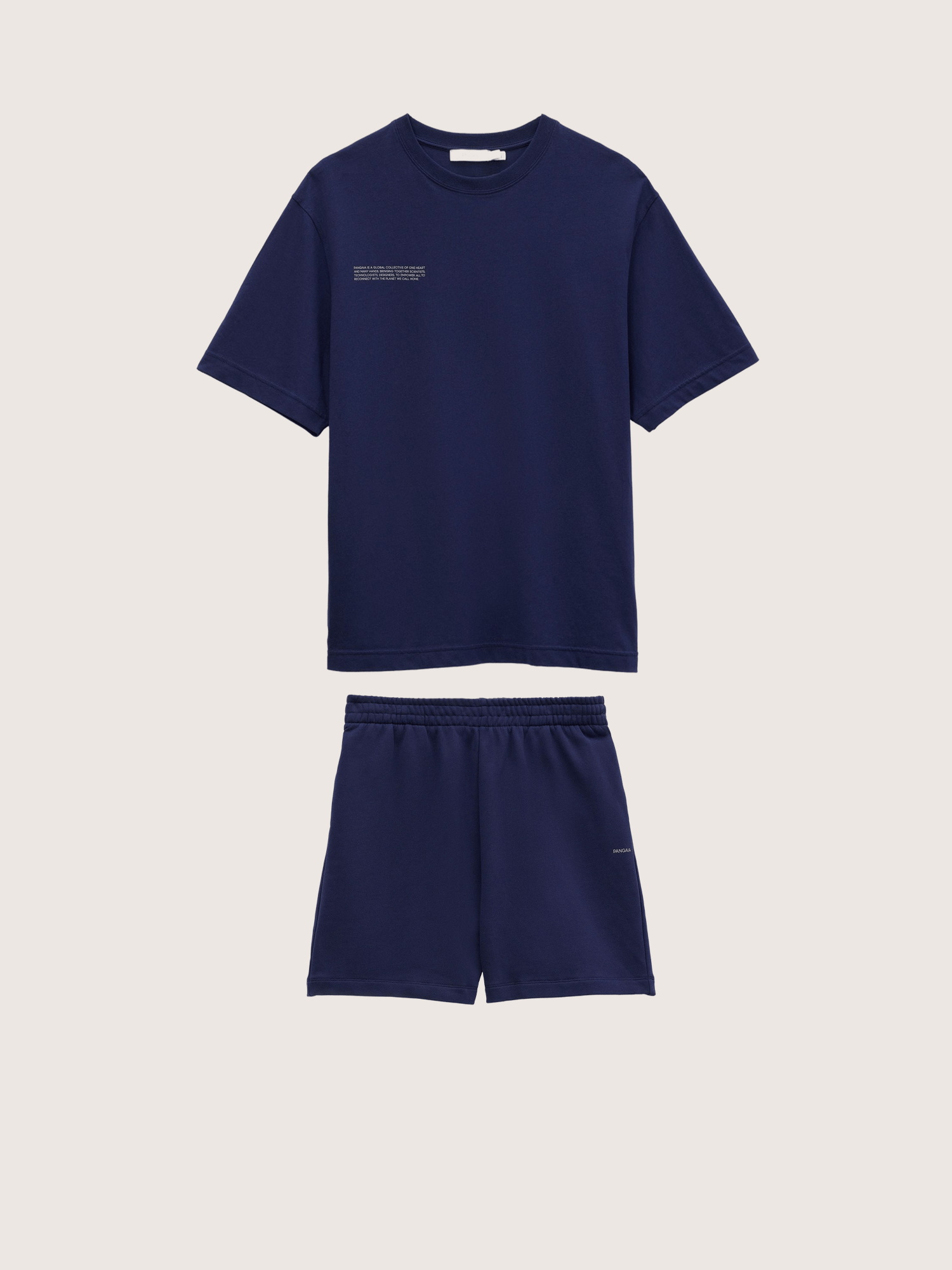 Pangaia Mens Midweight T-Shirt and Shorts Set—Ocean Navy