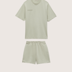 Pangaia Mens Midweight T-Shirt and Shorts Set—Iron Fade