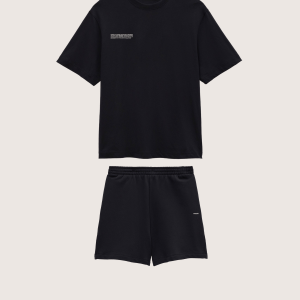 Pangaia Mens Midweight T-Shirt and Shorts Set—Black