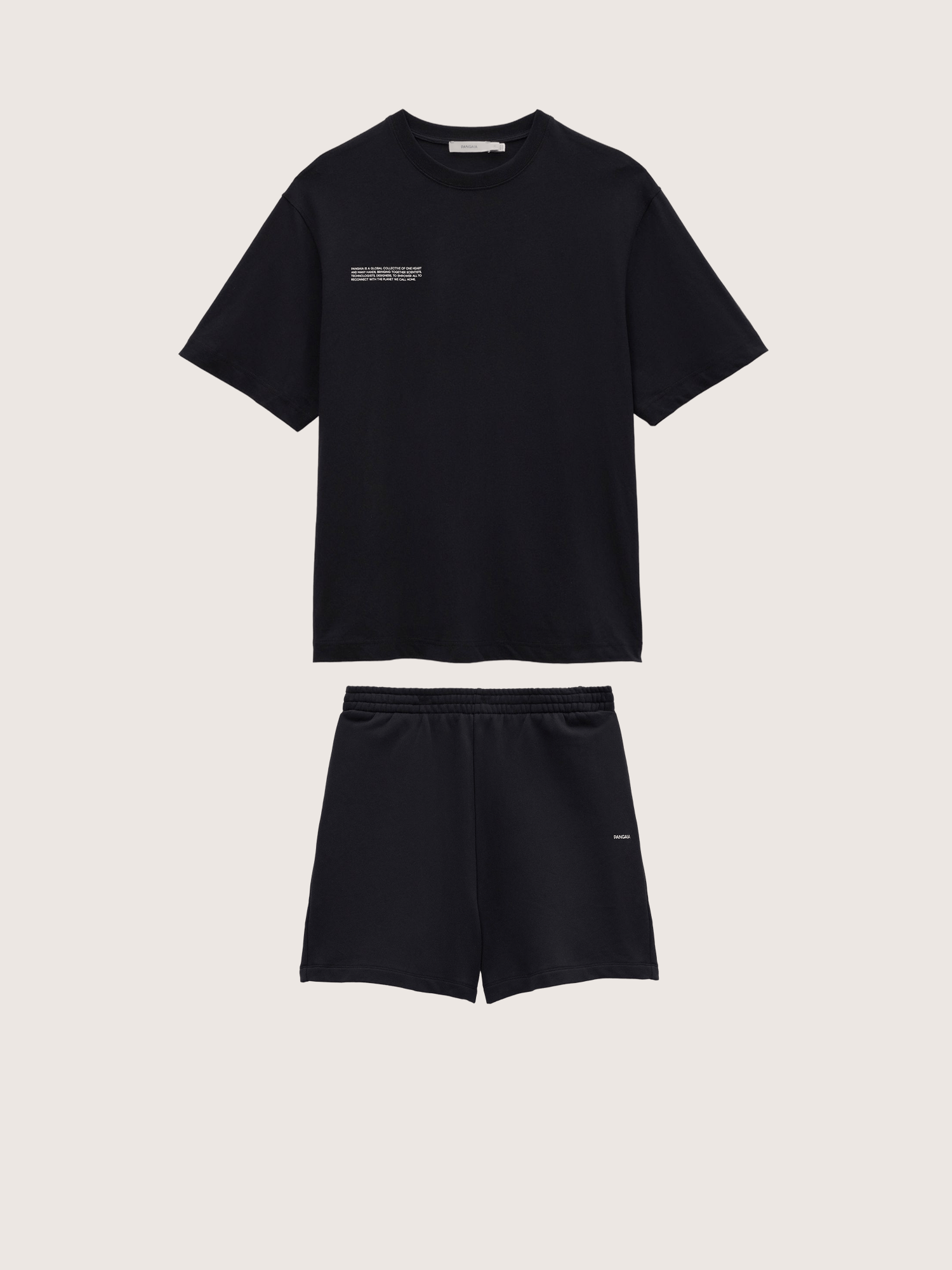 Pangaia Mens Midweight T-Shirt and Shorts Set—Black