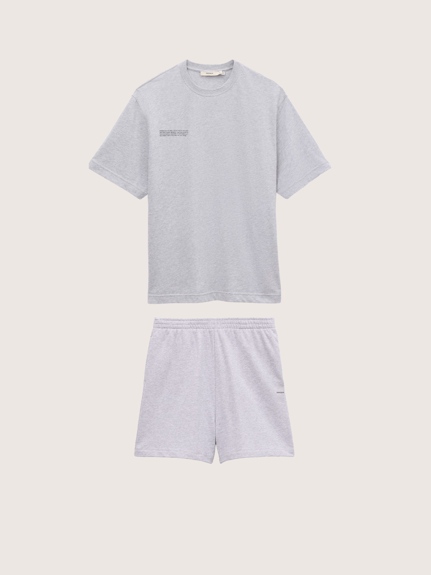 Pangaia Mens Midweight T-Shirt and Shorts Set—Grey Marl