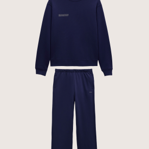 Pangaia Mens Midweight Sweatshirt and Straight Leg Track Pants Set—Ocean Navy