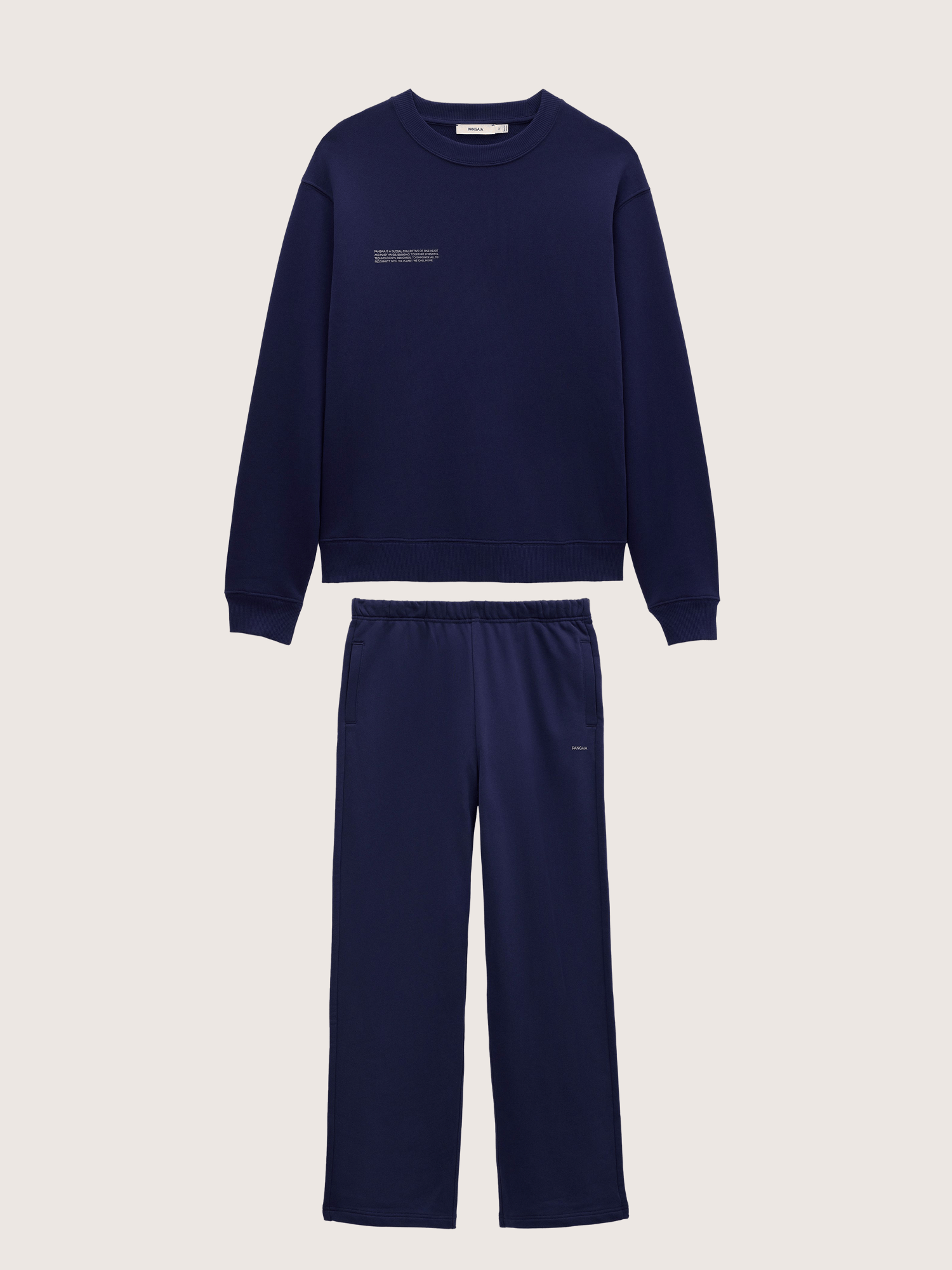 Pangaia Mens Midweight Sweatshirt and Straight Leg Track Pants Set—Ocean Navy
