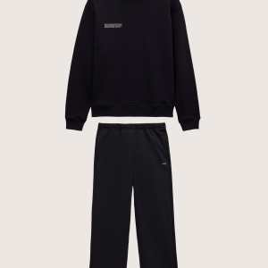 Pangaia Mens Midweight Sweatshirt and Straight Leg Track Pants Set—Black