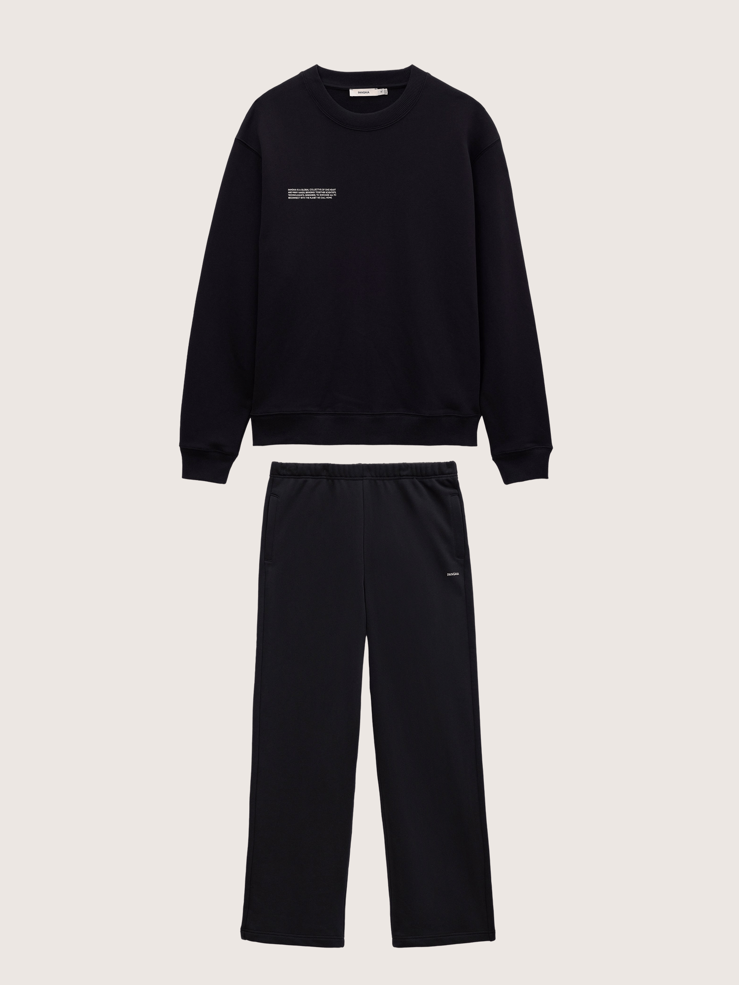 Pangaia Mens Midweight Sweatshirt and Straight Leg Track Pants Set—Black