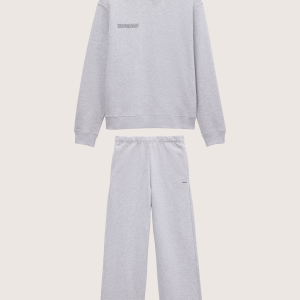 Pangaia Mens Midweight Sweatshirt and Straight Leg Track Pants Set—Grey Marl