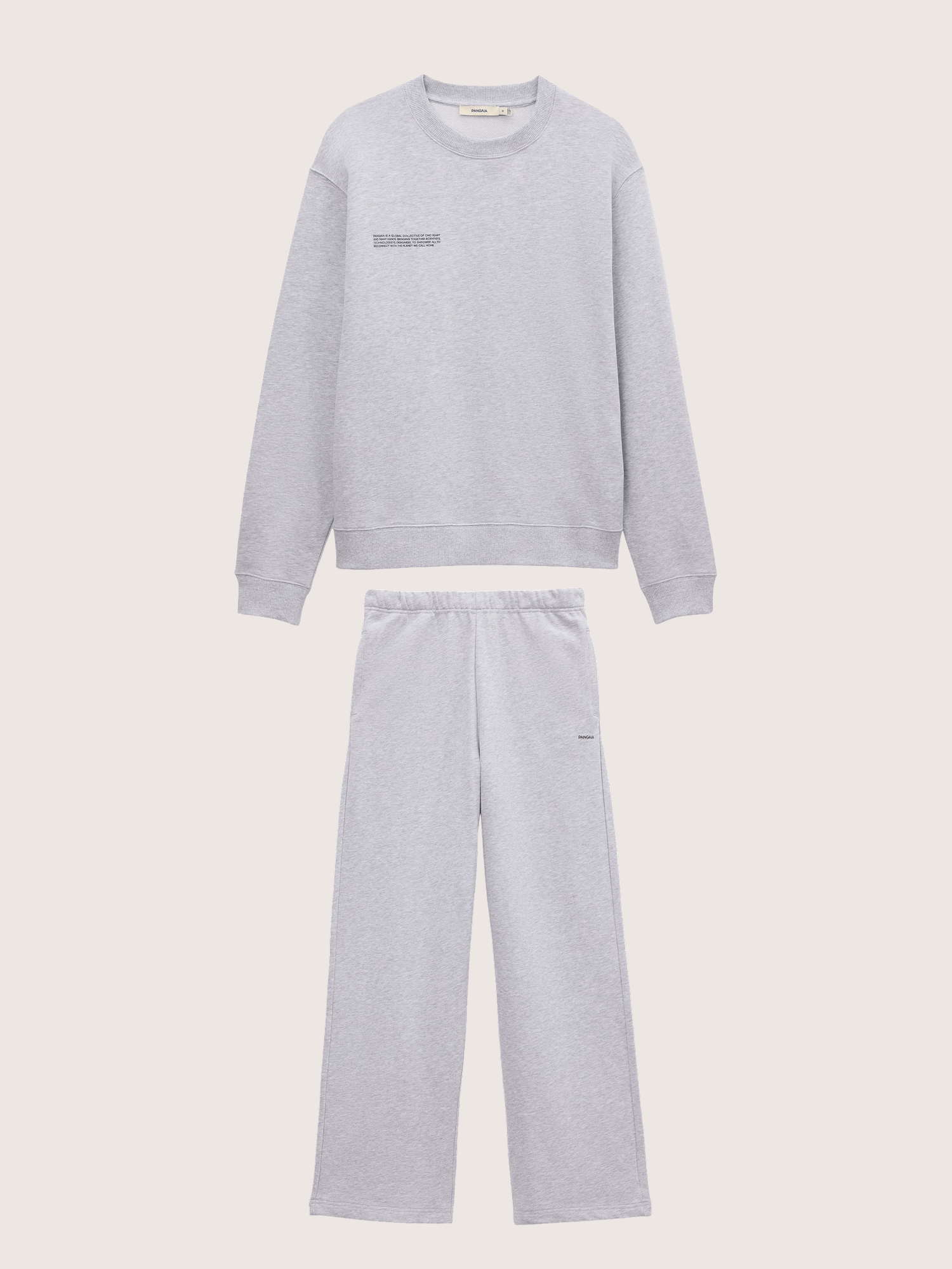 Pangaia Mens Midweight Sweatshirt and Straight Leg Track Pants Set—Grey Marl
