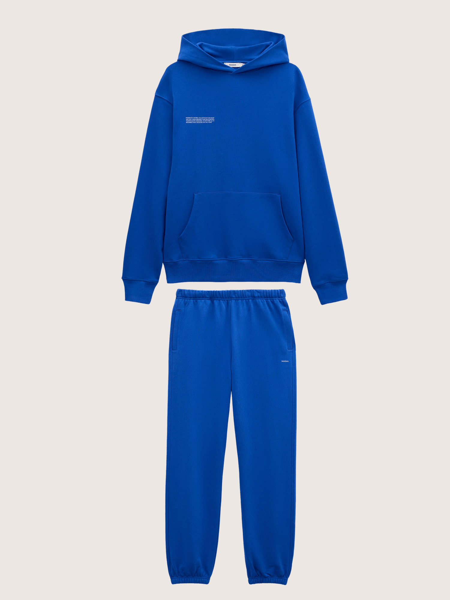 Pangaia Mens Midweight Hoodie and Track Pants Set—Gaia Blue