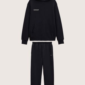 Pangaia Mens Midweight Hoodie and Track Pants Set—Black