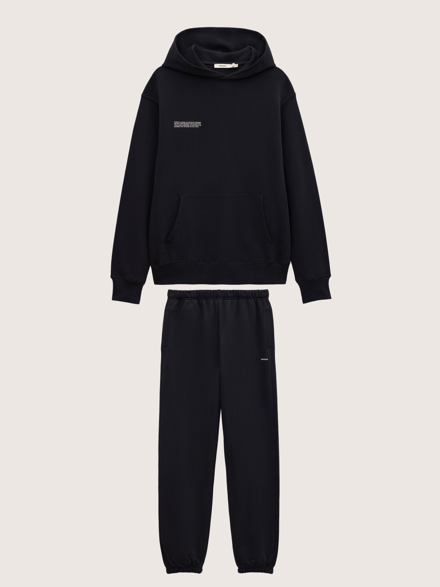 Pangaia Mens Midweight Hoodie and Track Pants Set—Black