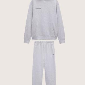 Pangaia Mens Midweight Hoodie and Track Pants Set—Grey Marl