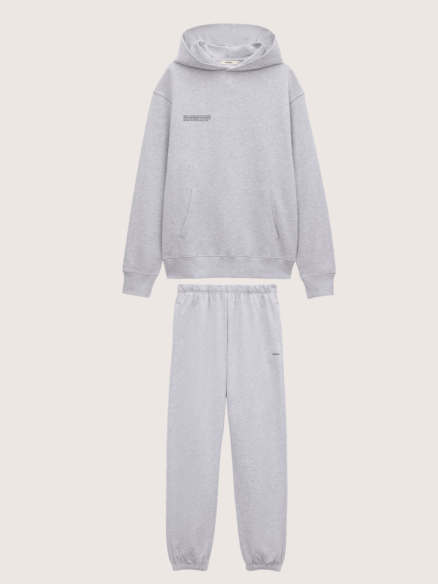 Pangaia Mens Midweight Hoodie and Track Pants Set—Grey Marl