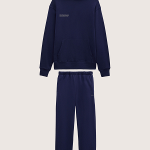 Pangaia Mens Midweight Hoodie and Track Pants Set—Ocean Navy