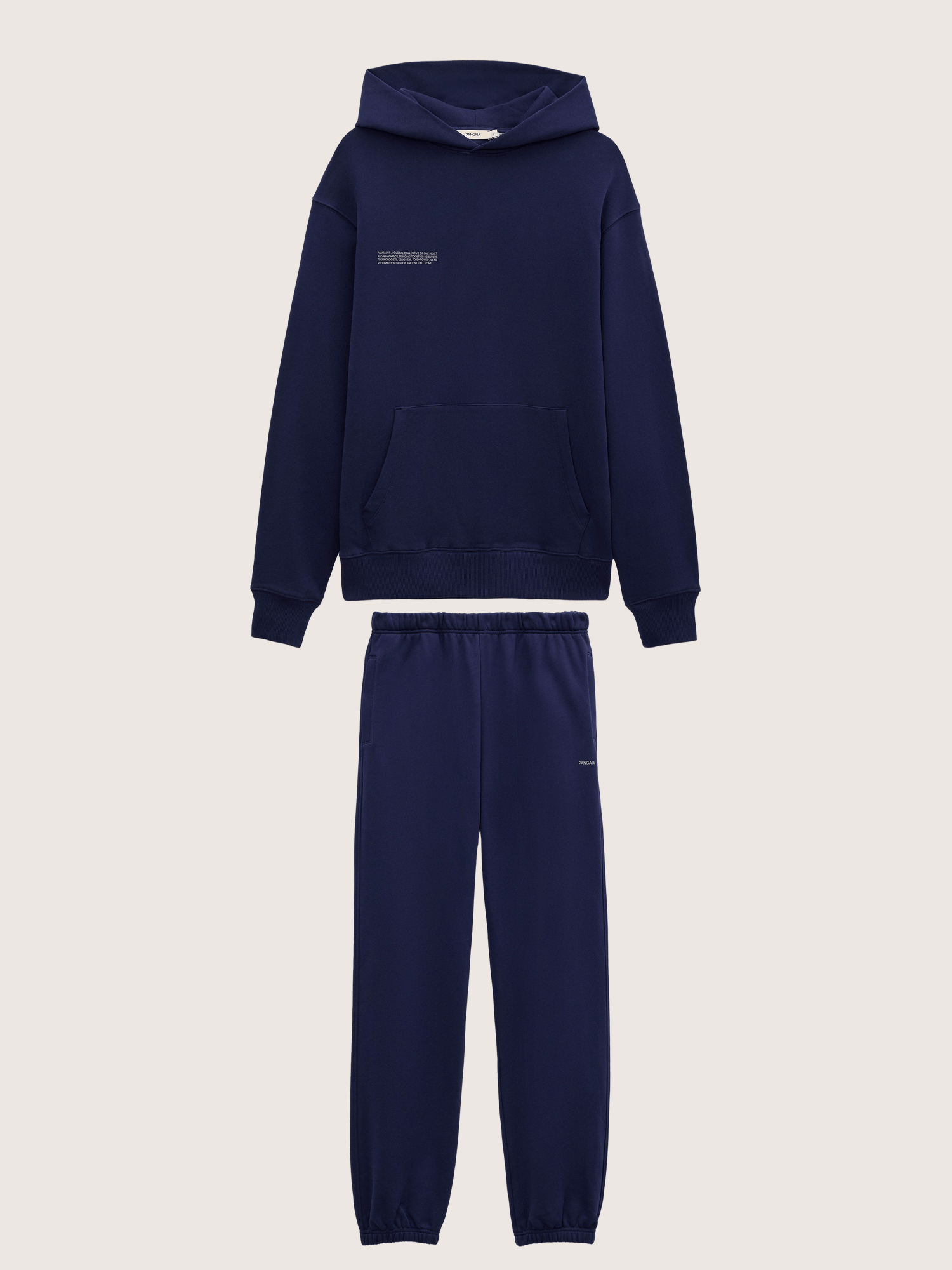 Pangaia Mens Midweight Hoodie and Track Pants Set—Ocean Navy