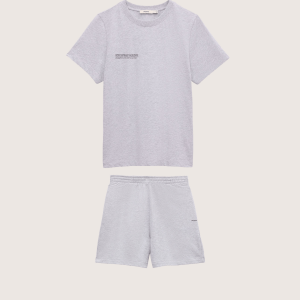 Pangaia Womens Midweight T-Shirt and Shorts Set—Grey Marl