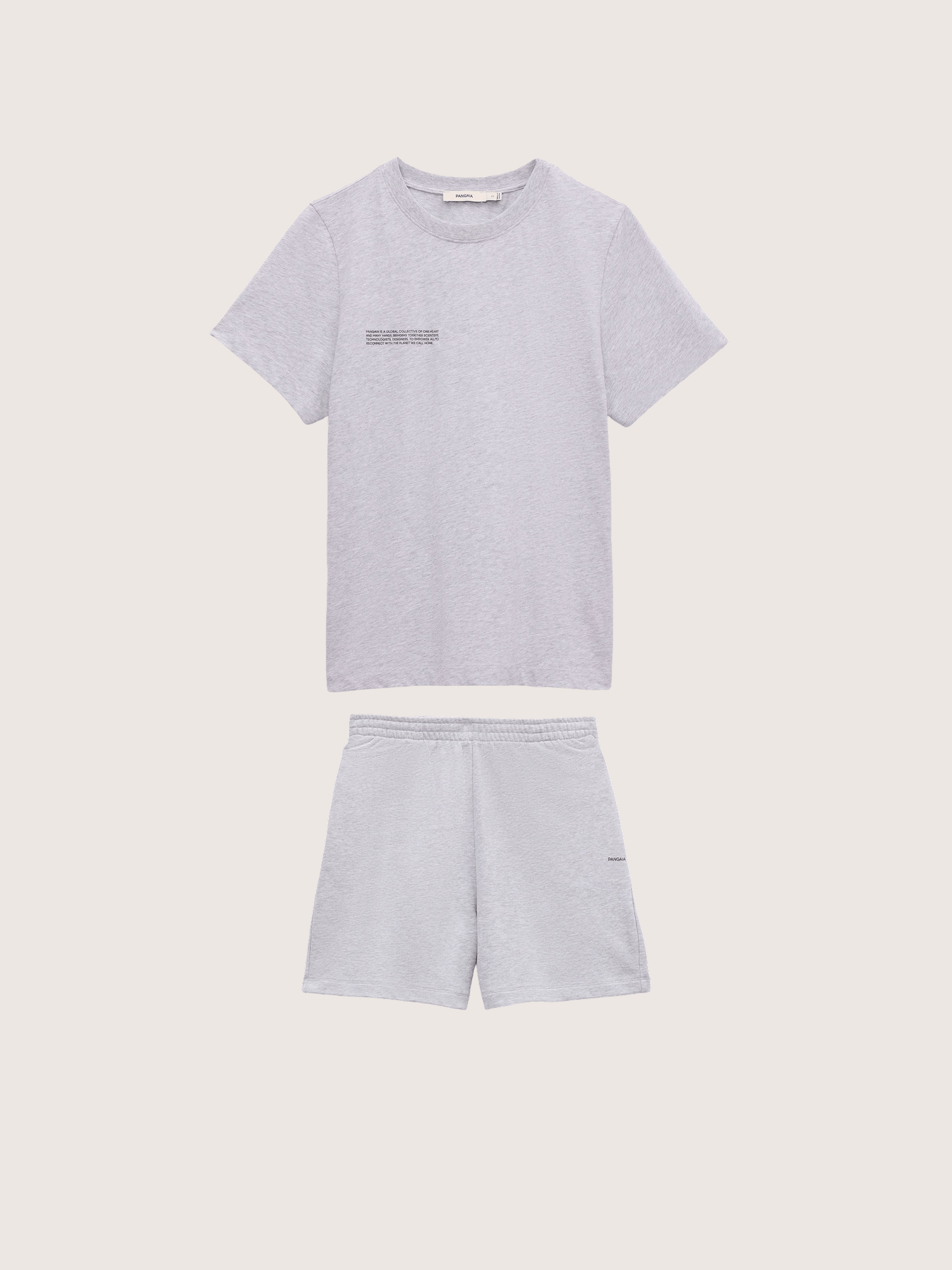 Pangaia Womens Midweight T-Shirt and Shorts Set—Grey Marl
