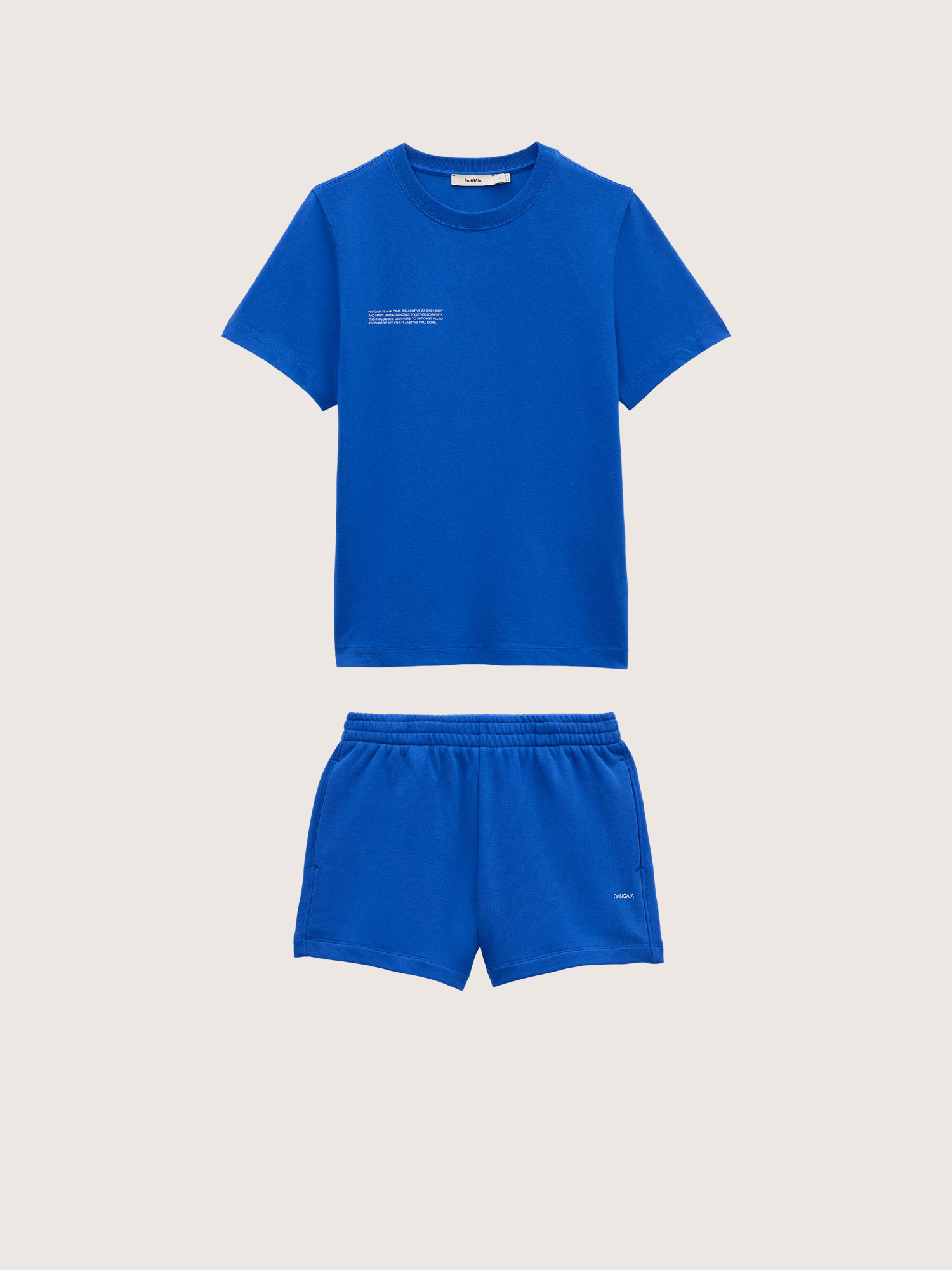 Pangaia Womens Midweight T-Shirt and Shorts Set—Gaia Blue