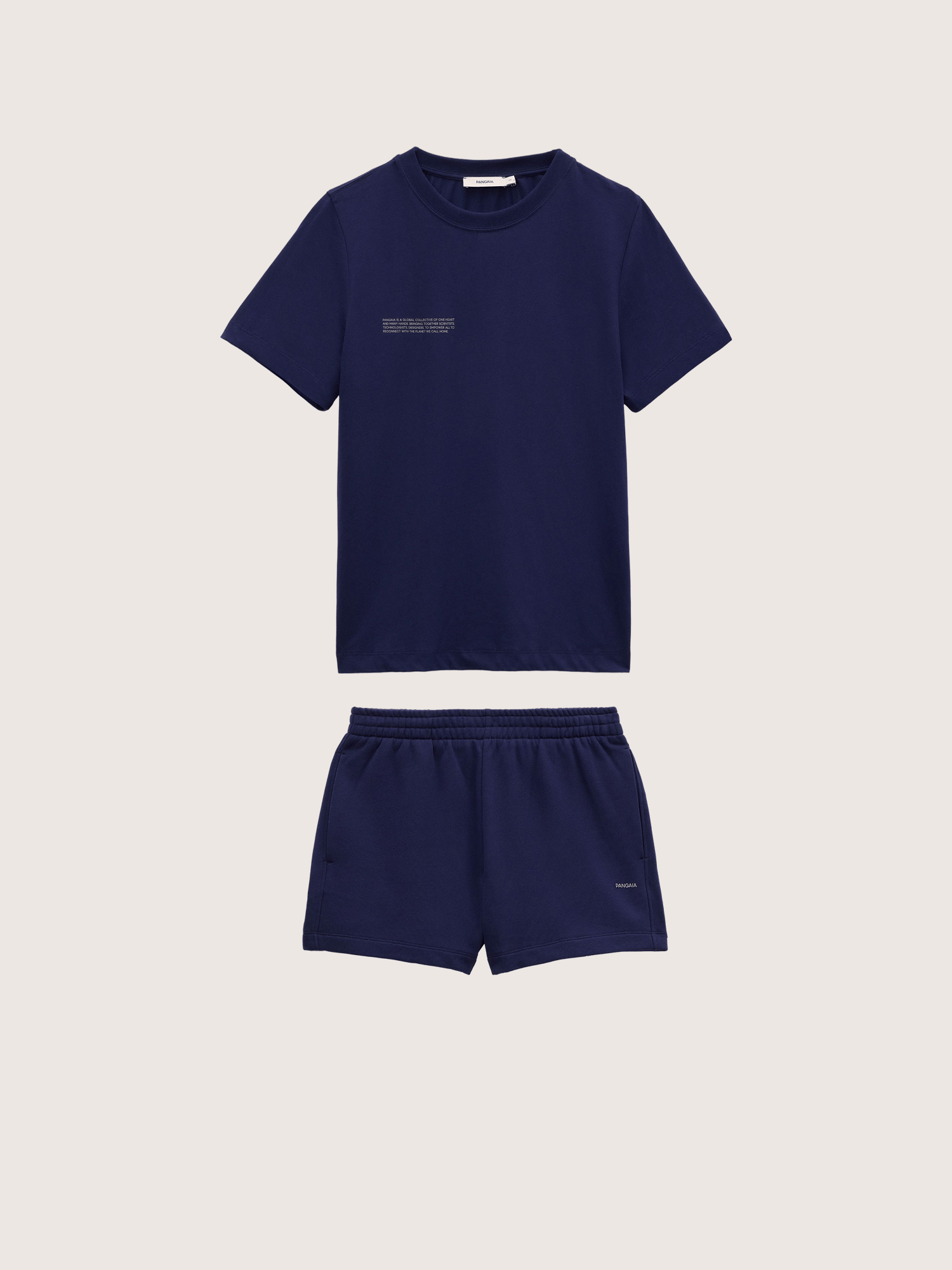 Pangaia Womens Midweight T-Shirt and Shorts Set—Ocean Navy