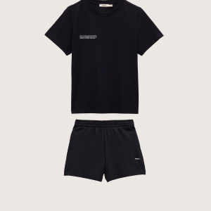 Pangaia Womens Midweight T-Shirt and Shorts Set—Black