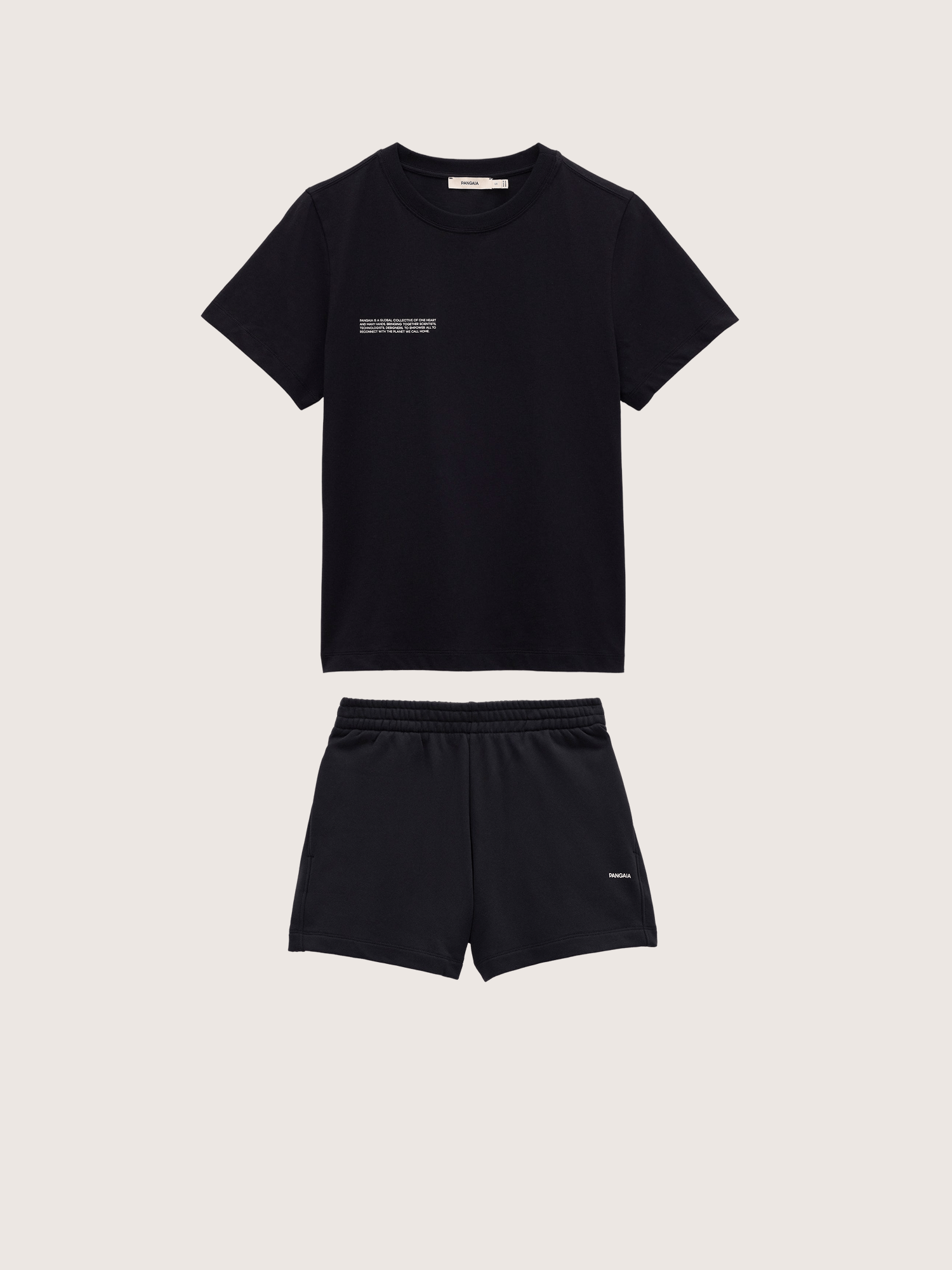 Pangaia Womens Midweight T-Shirt and Shorts Set—Black