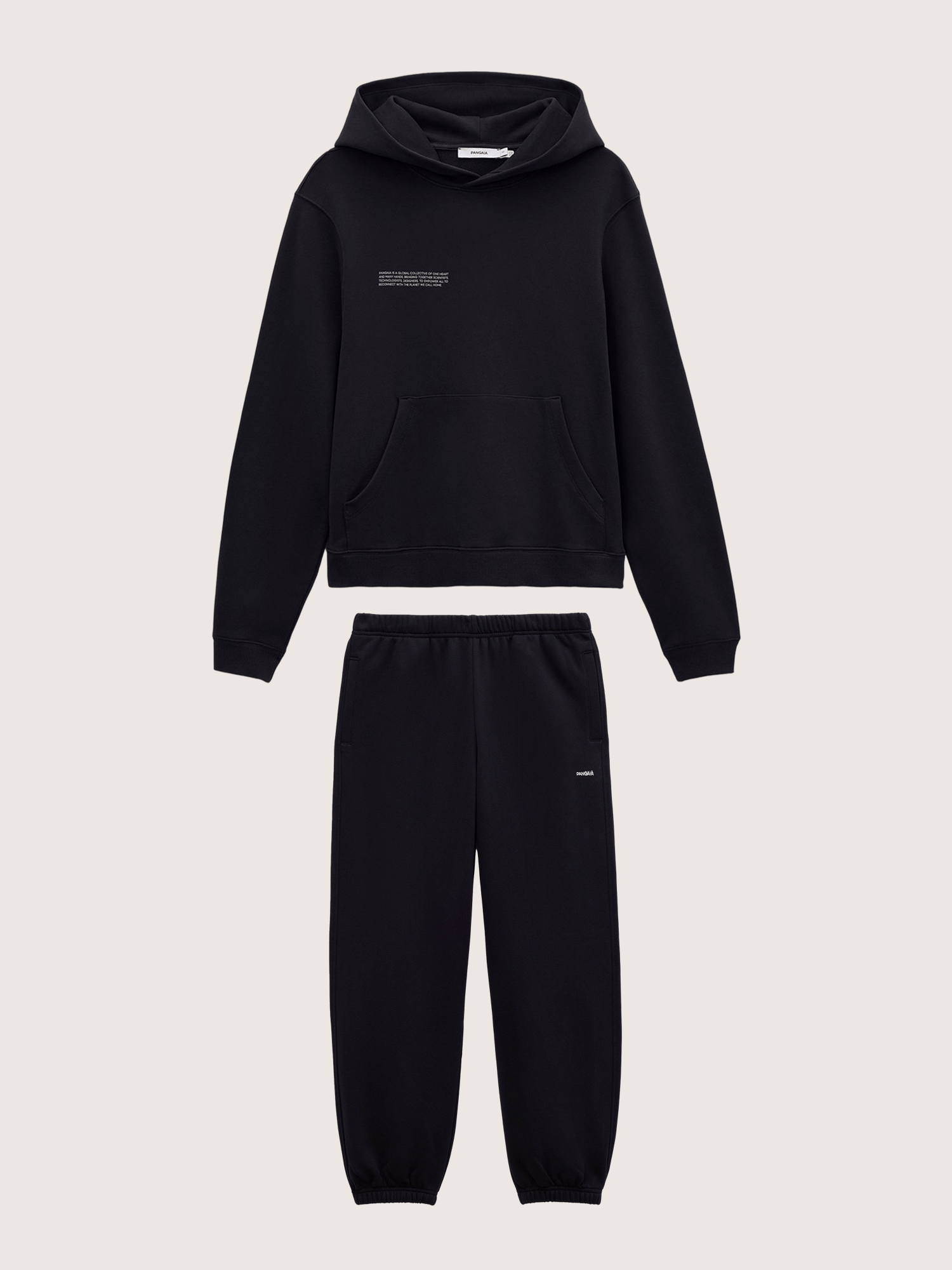 Pangaia Womens Midweight Hoodie and Track Pants Set—Black