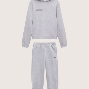 Pangaia Womens Midweight Hoodie and Track Pants Set—Grey Marl