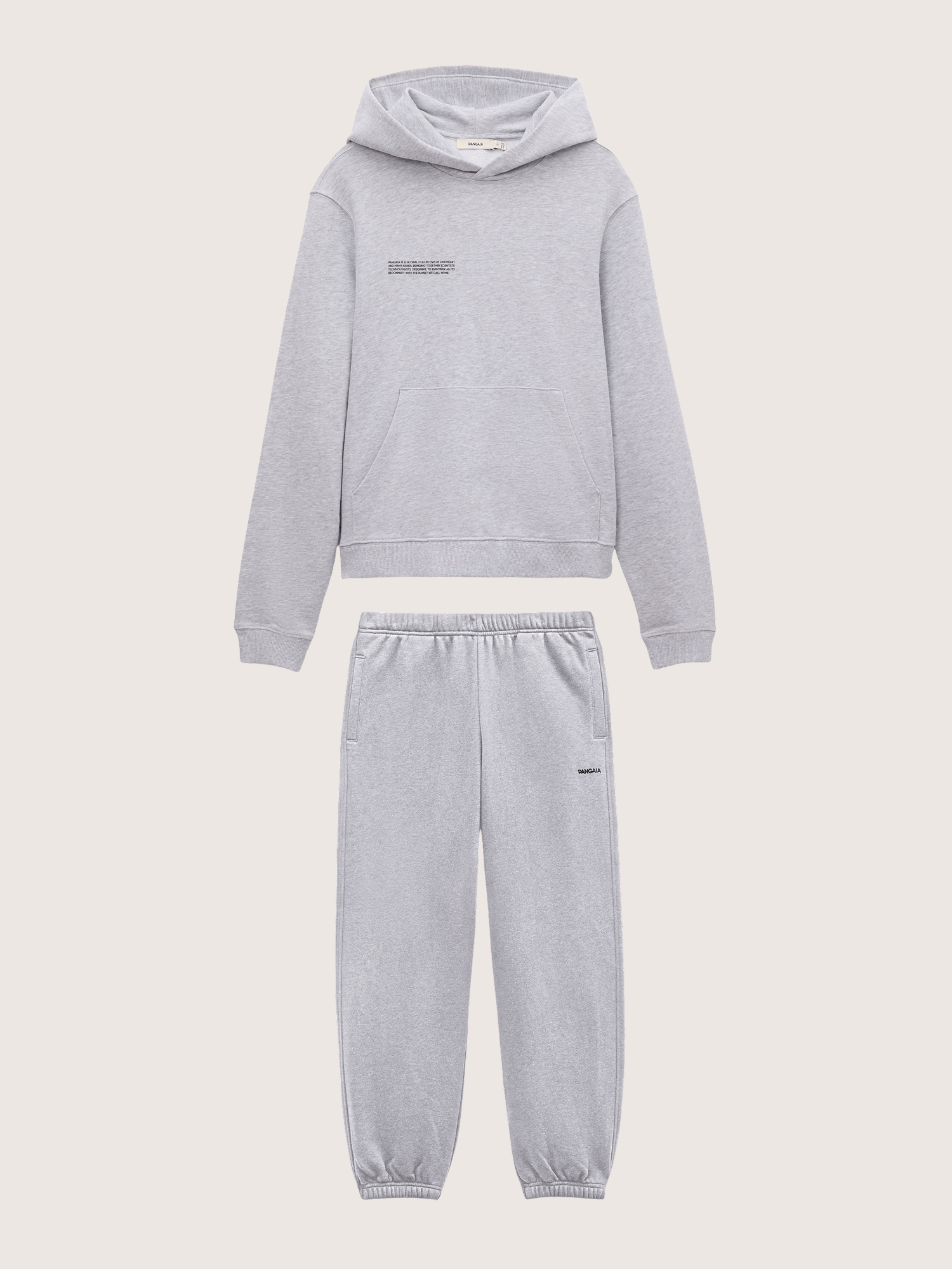 Pangaia Womens Midweight Hoodie and Track Pants Set—Grey Marl