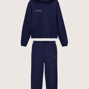 Pangaia Womens Midweight Hoodie and Track Pants Set—Ocean Navy