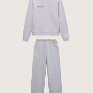 Pangaia Womens Midweight Sweatshirt and Straight Leg Track Pants Set—Grey Marl