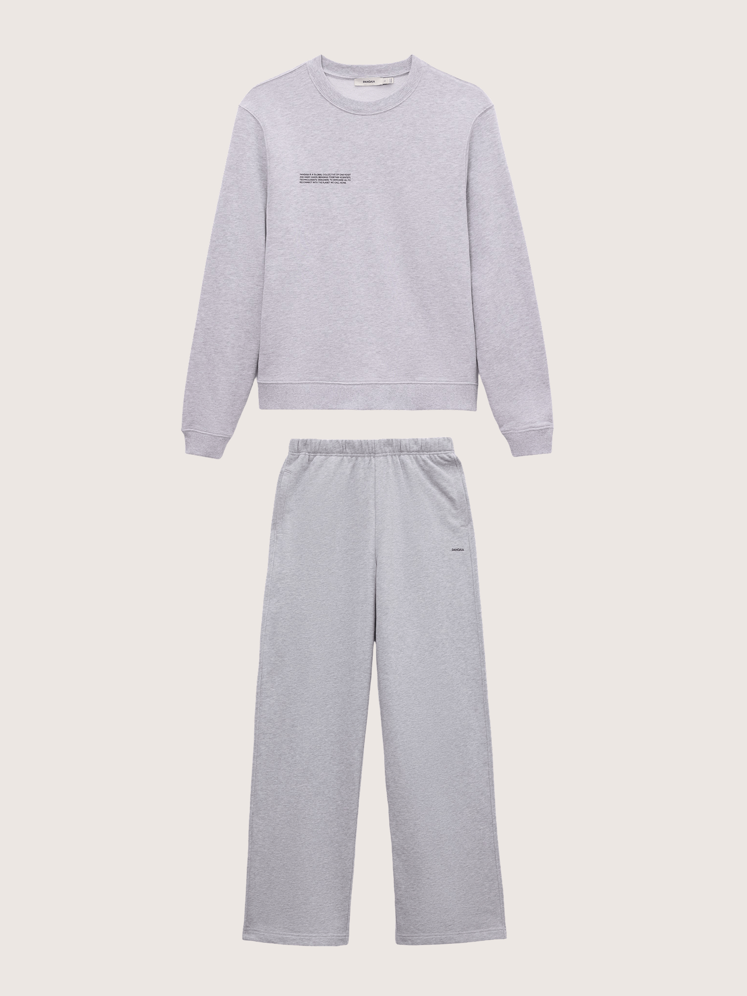 Pangaia Womens Midweight Sweatshirt and Straight Leg Track Pants Set—Grey Marl