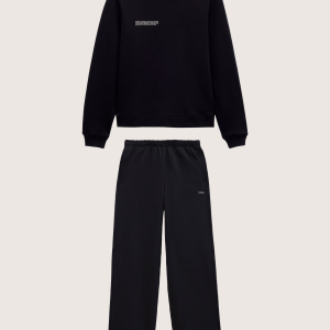 Pangaia Womens Midweight Sweatshirt and Straight Leg Track Pants Set—Black