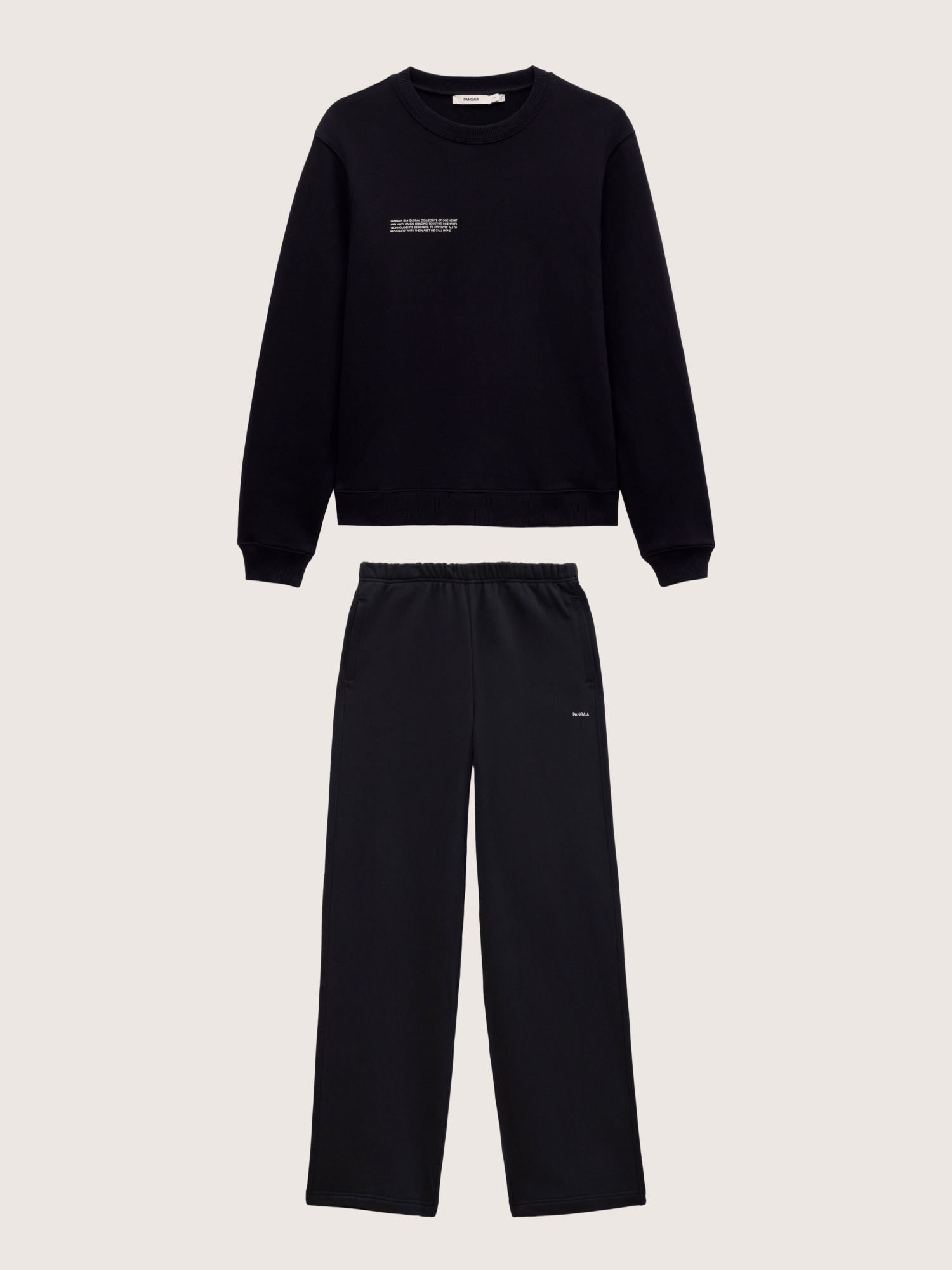 Pangaia Womens Midweight Sweatshirt and Straight Leg Track Pants Set—Black