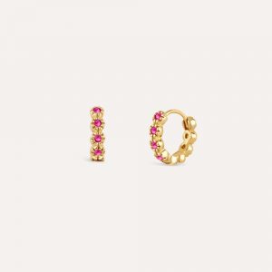 Dinny Hall Forget-Me-Not Ruby Huggie Hoop Earrings