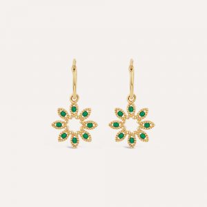 Dinny Hall Jasmine Flower Emerald Drop Earrings
