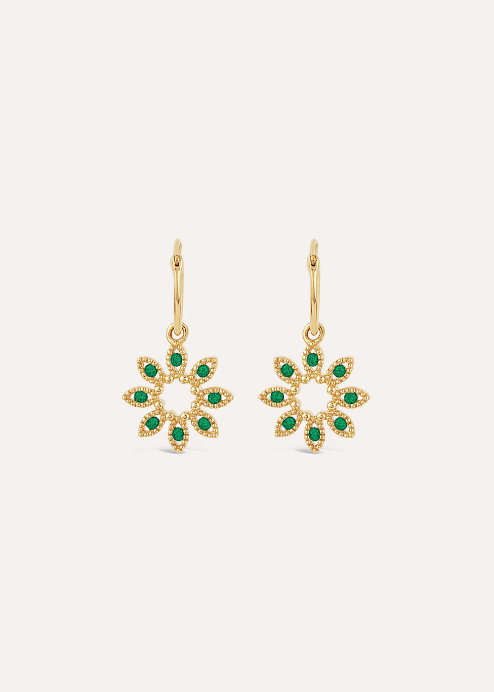 Dinny Hall Jasmine Flower Emerald Drop Earrings