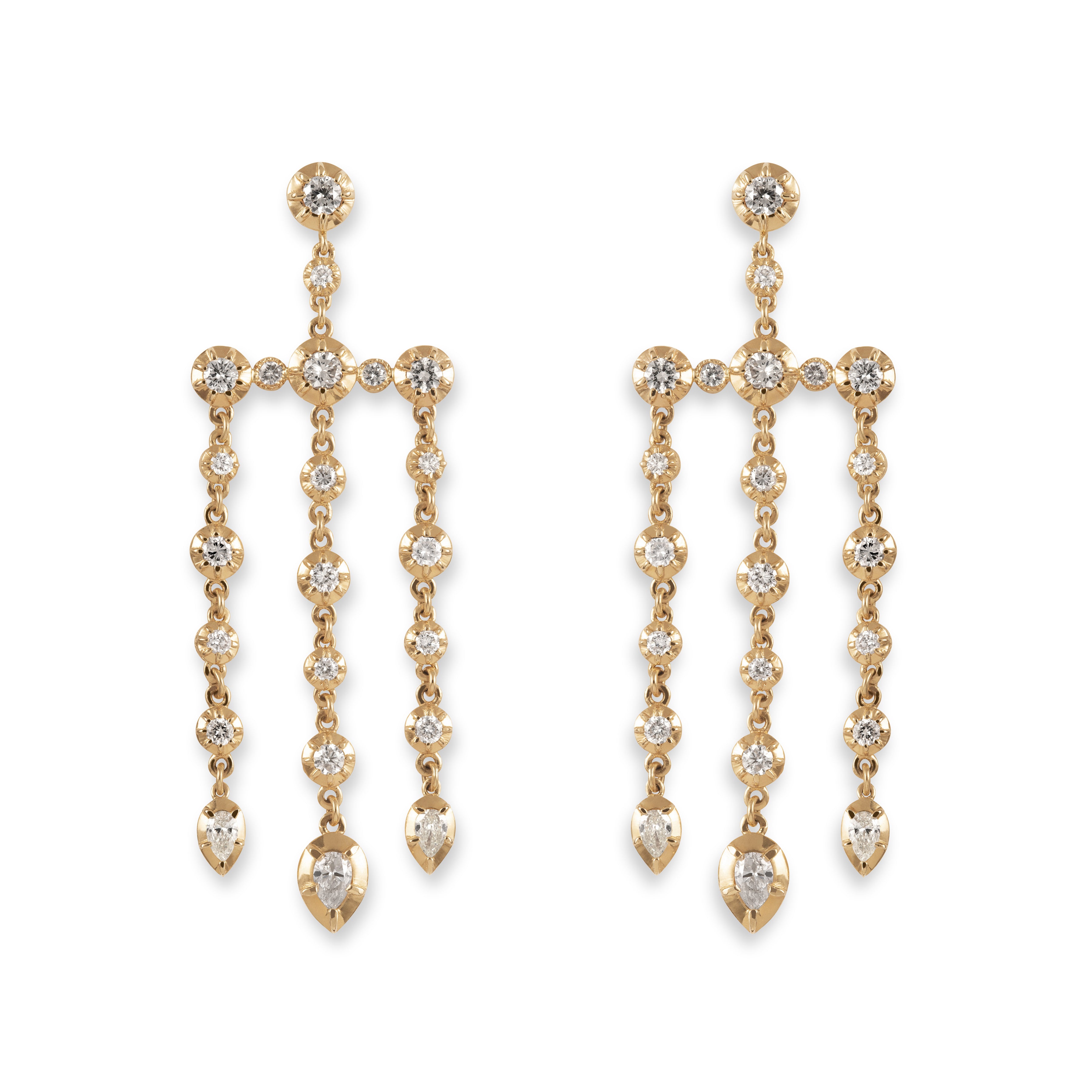 Jacquie Aiche Round + Teardrop Sophia Diamond Chandelier Earrings