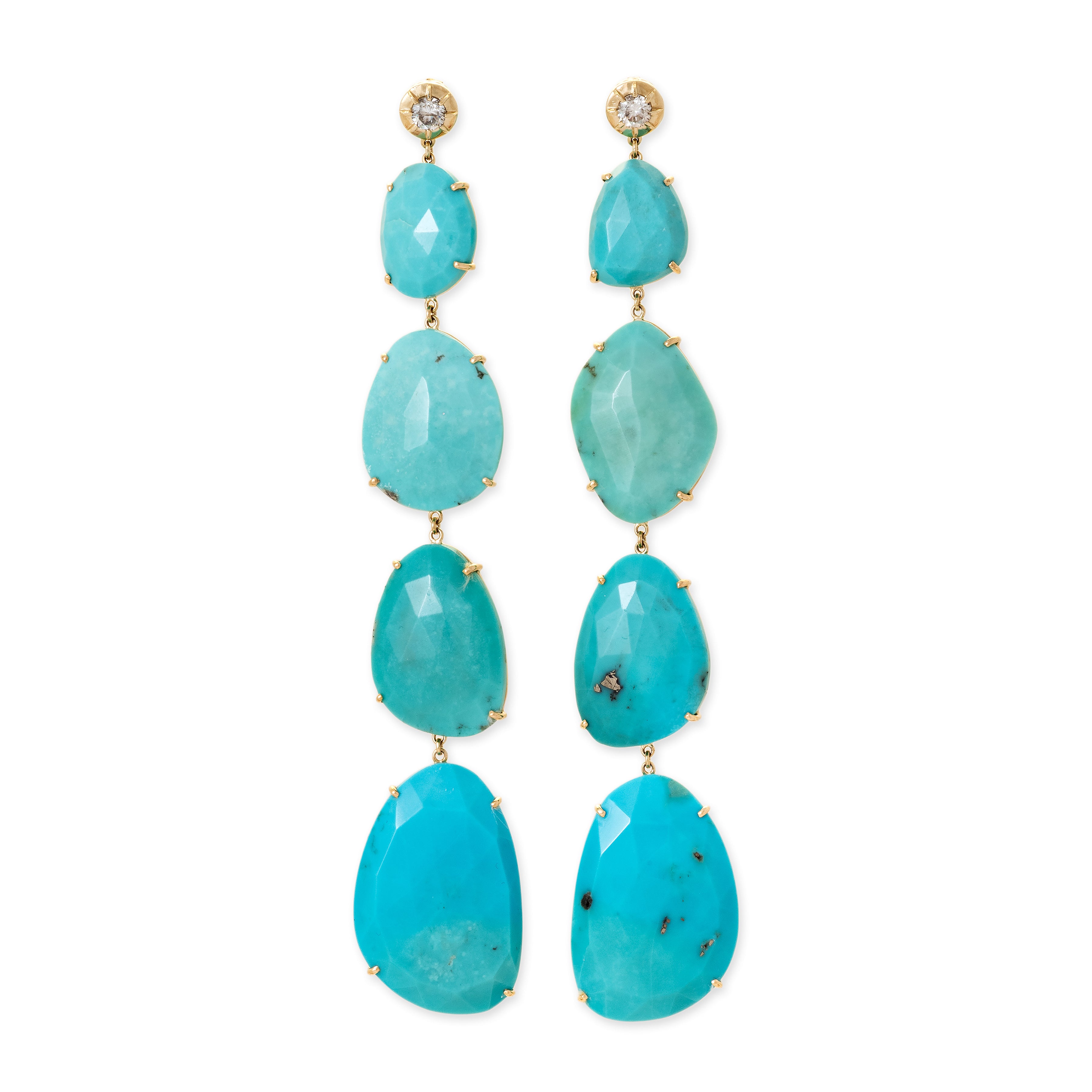 Jacquie Aiche 4 Turquoise Slice + Sophia Diamond Earrings