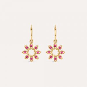 Dinny Hall Jasmine Flower Ruby Drop Earrings