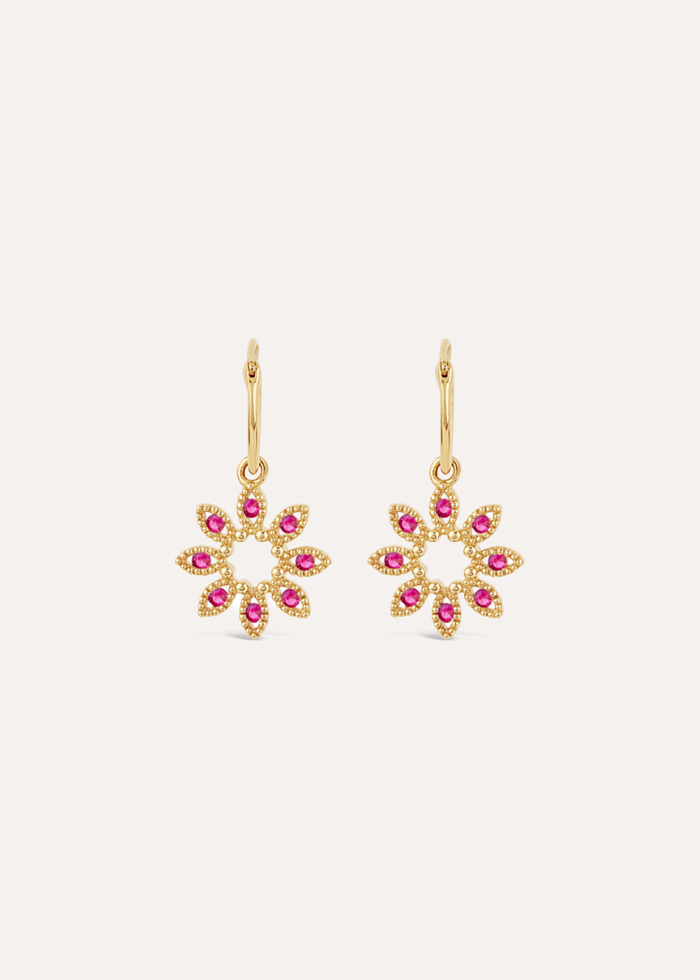 Dinny Hall Jasmine Flower Ruby Drop Earrings