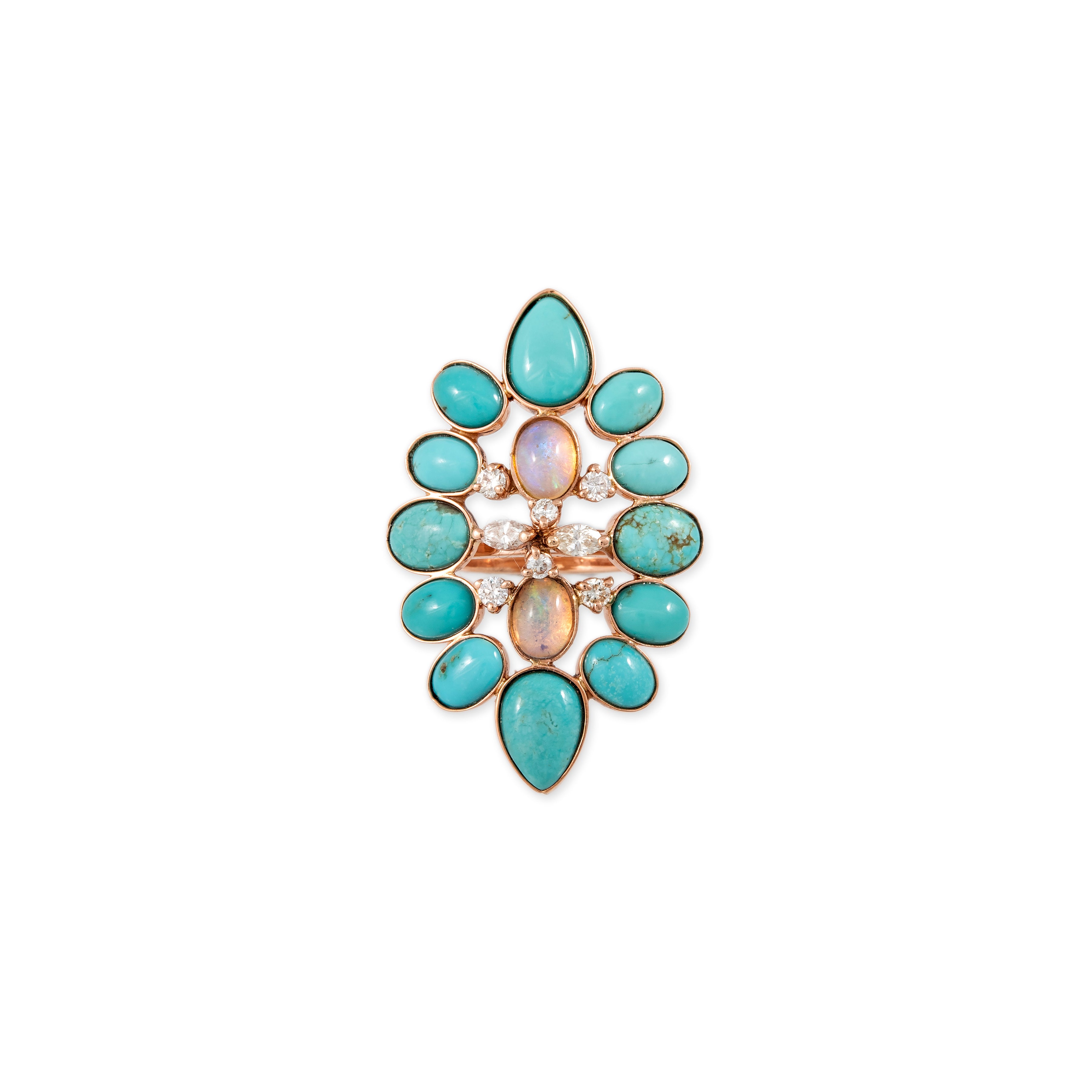 Jacquie Aiche Turquoise + Opal Diamond Blossom Ring