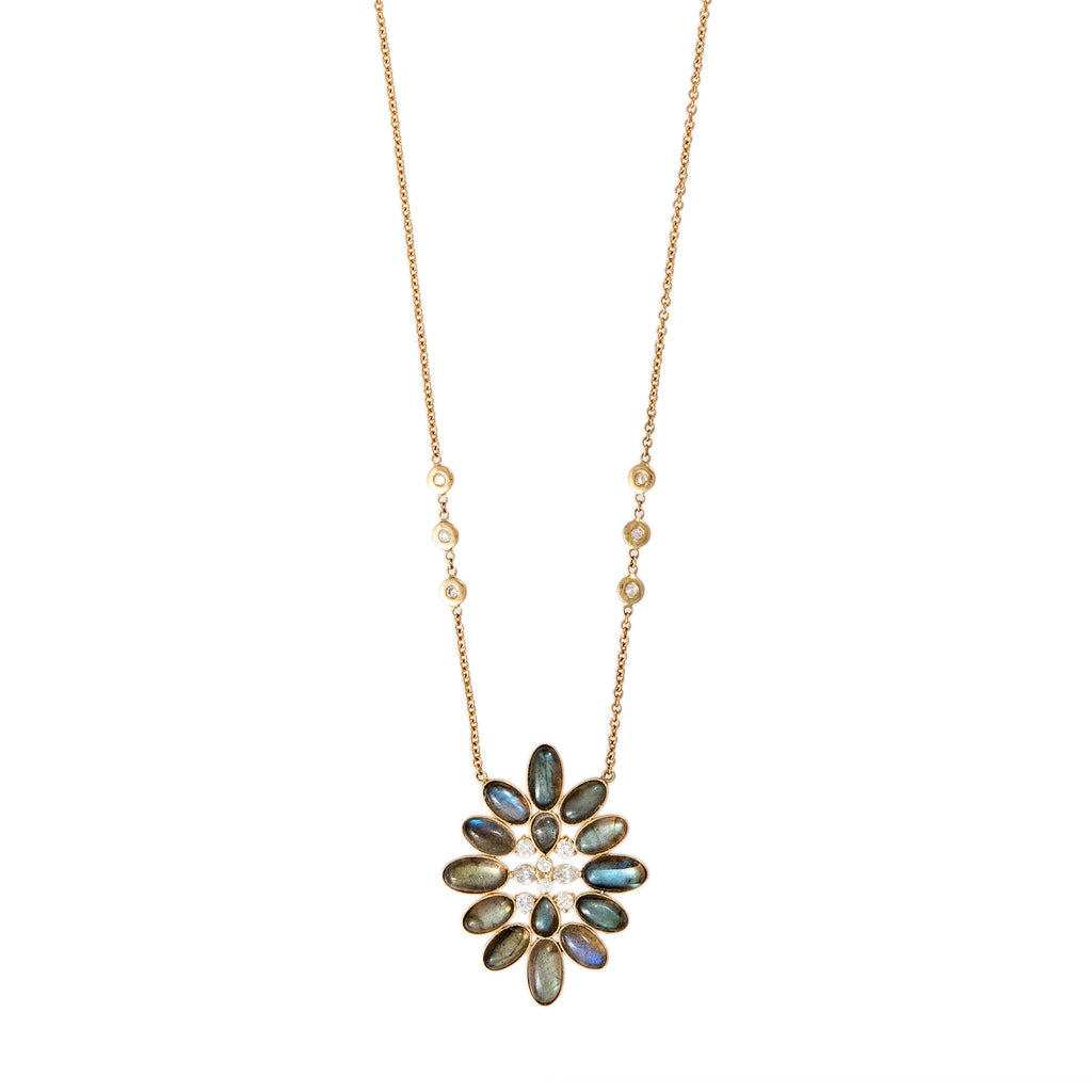 Jacquie Aiche Diamond + Labradorite Blossom Necklace