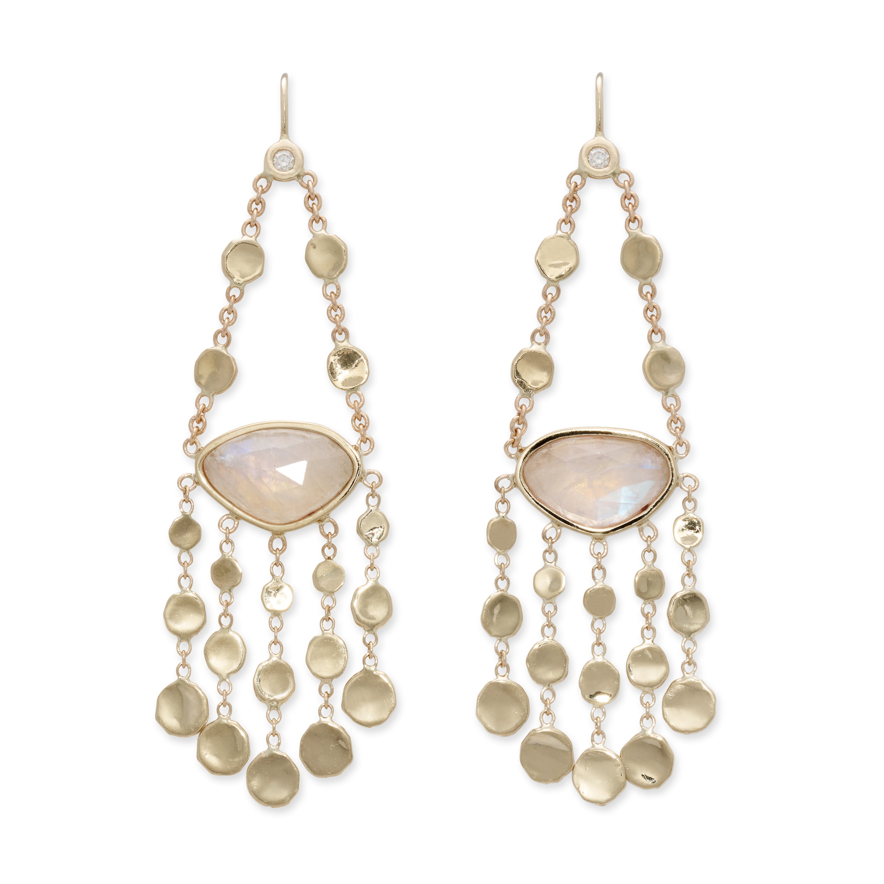 Jacquie Aiche Moonstone Graduated Hammered Disc Earrings