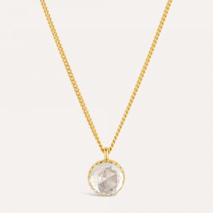 Dinny Hall Gem Drop White Topaz Rose Cut Pendant Necklace