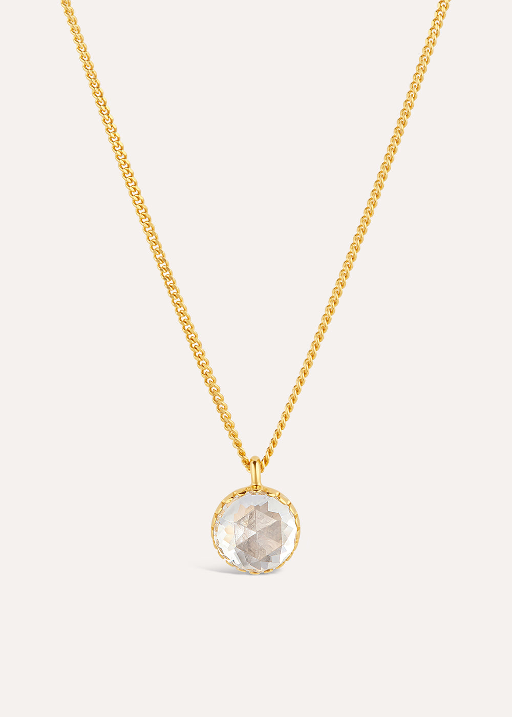 Dinny Hall Gem Drop White Topaz Rose Cut Pendant Necklace
