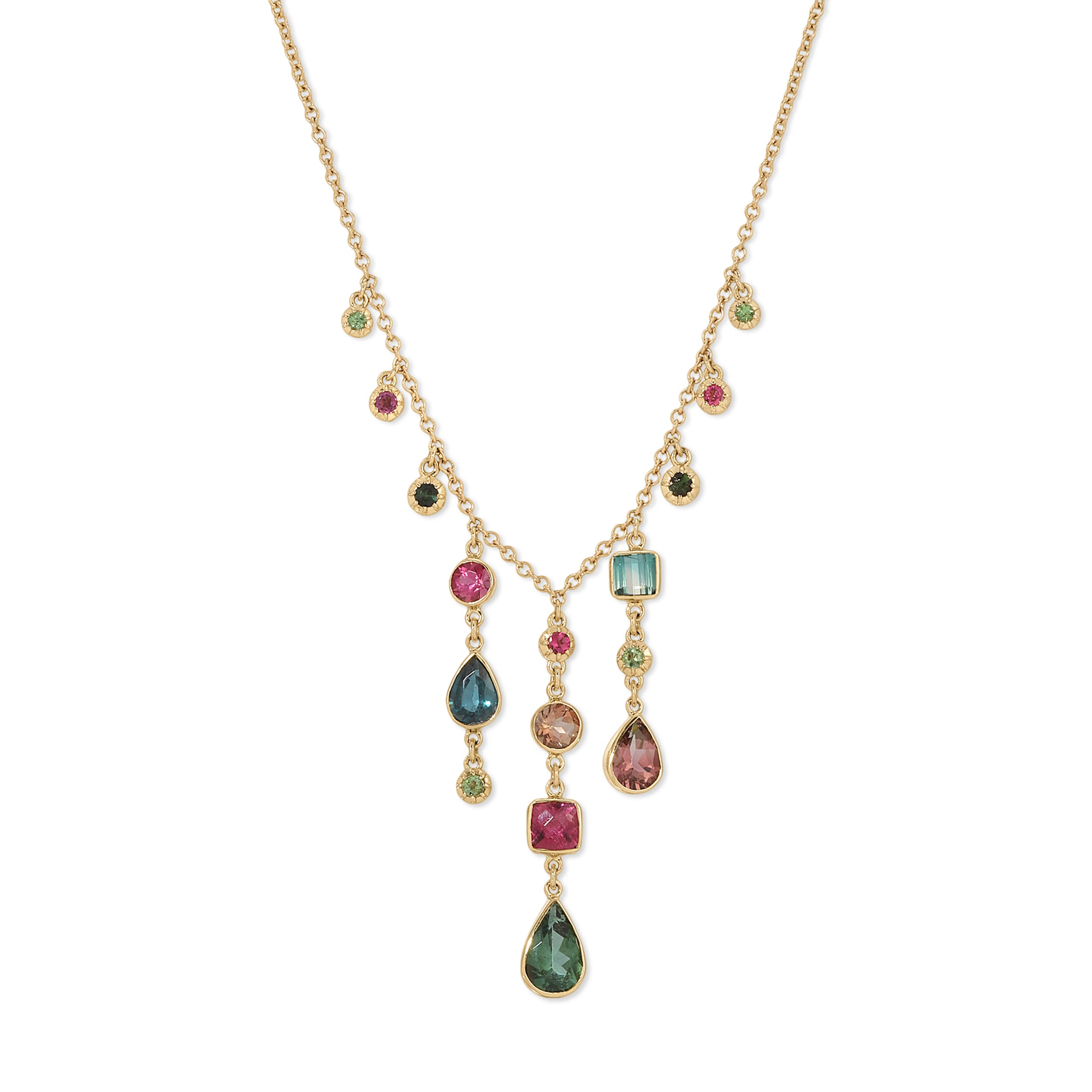 Jacquie Aiche Multi Shape Tourmaline Shower + Sophia Shaker Necklace